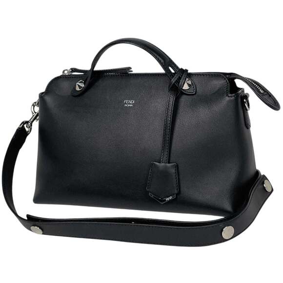 Fendi By the Way Medium Handbag 2-Way Shoulder Bag Leather Black 8BL124 ...